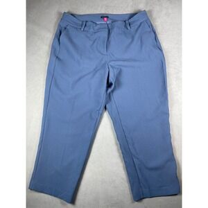 Vince Camuto Womens Blue Crepe Straight Leg Cropped Dress Pants Plus Size 16W